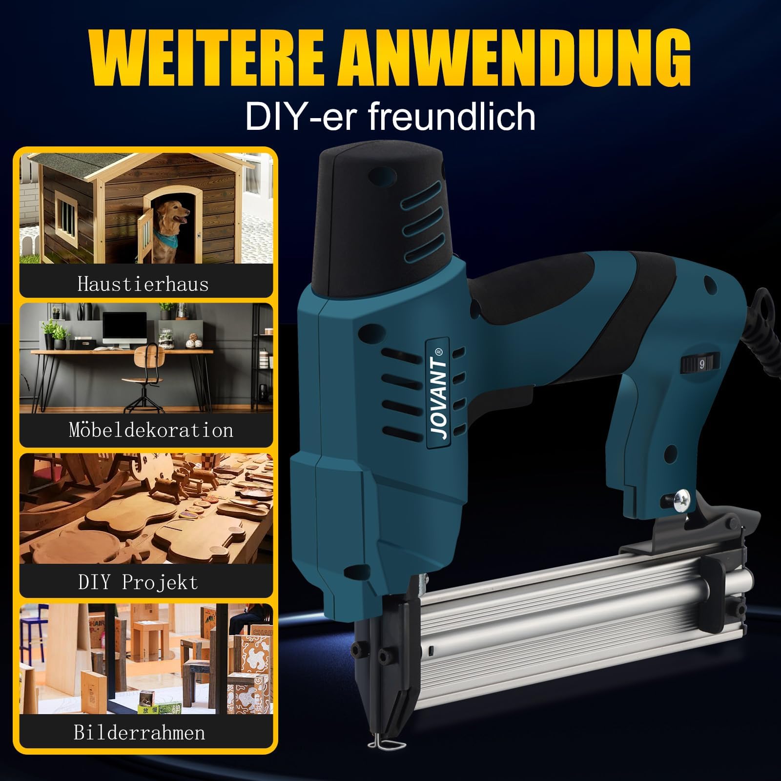 Elektryczny zszywacz 2 w 1, pistolet do paznokci ze zszywkami i zszywkami, elektryczny zszywacz do drewna i projektów DIY, zszywacz ze 1584 zszywkami i 1200 gwoździami JOVANT