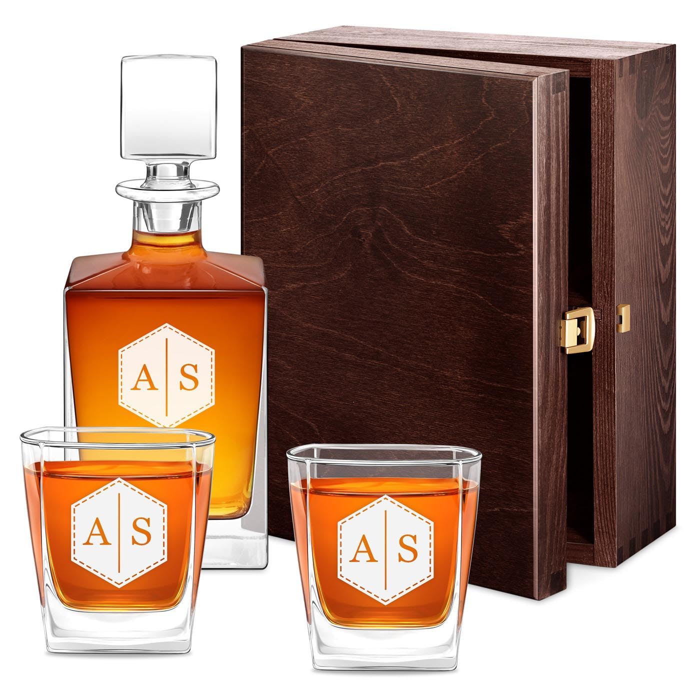Maverton set decanter per whisky + 6 bicchieri con incisione - In