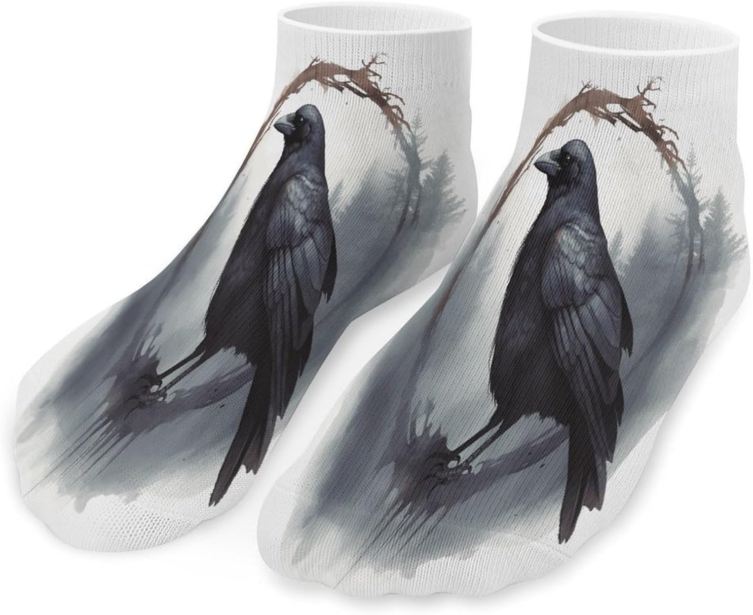 Black Crow Ankle Socks for Men Women 5 Pairs