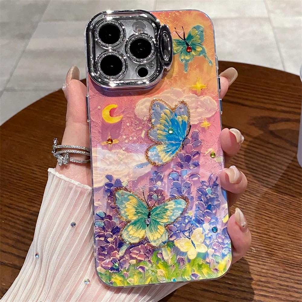 Coque iPhone 11 premium papillon lavande et support diamant luxe - 8
