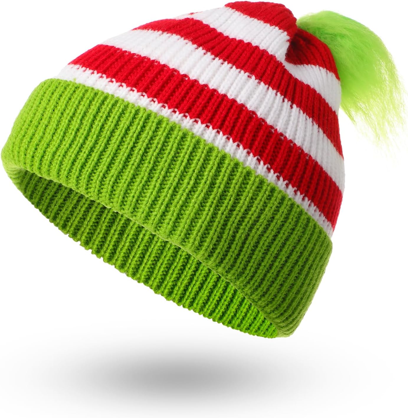 Yaomiao Christmas Hat Red White Beanie Pom Pom Cuff Knit Beanies Xmas Winter Hat for Men Women Adult