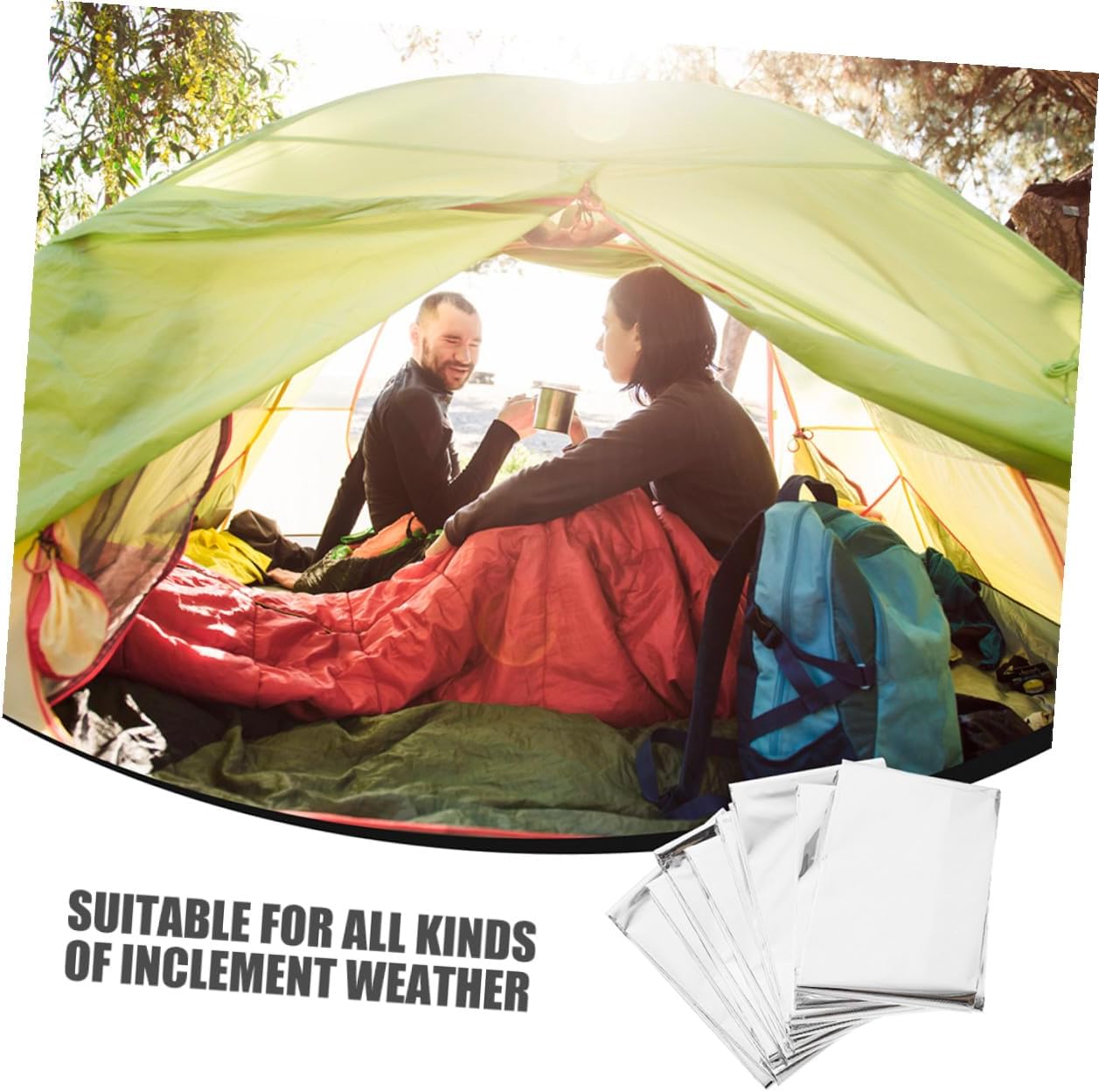 Toddmomy 4pcs Outdoor Emergency Blanket Set, Silver Foil Thermal Insulation Survival Camping Sheet, Foldable Portable Multi-use Emergency Warmth Blanket 130x210cm for Hiking and Outdoor