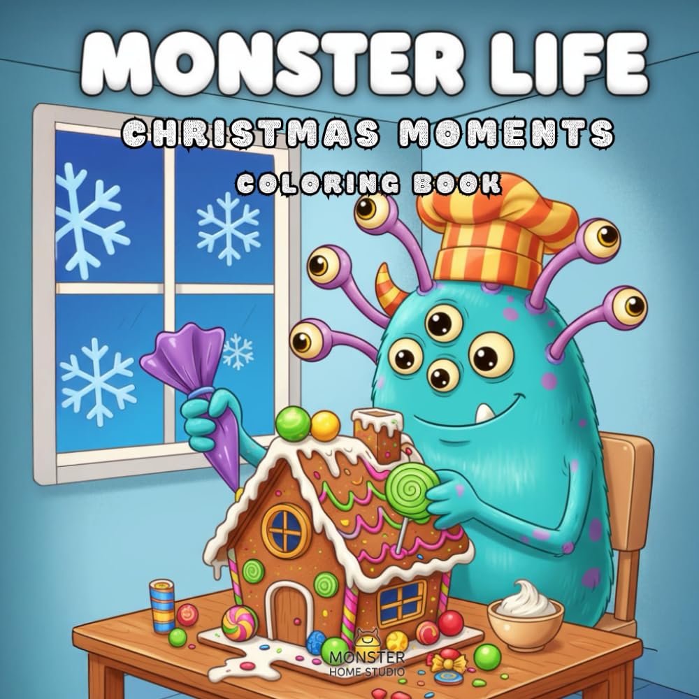 Monster Life: Christmas Moments: Cute & Cozy Monster Coloring Book with Festive Winter Scenes (40 Pages to Color) (Monster Life: Cute & Cozy Coloring Book Series)