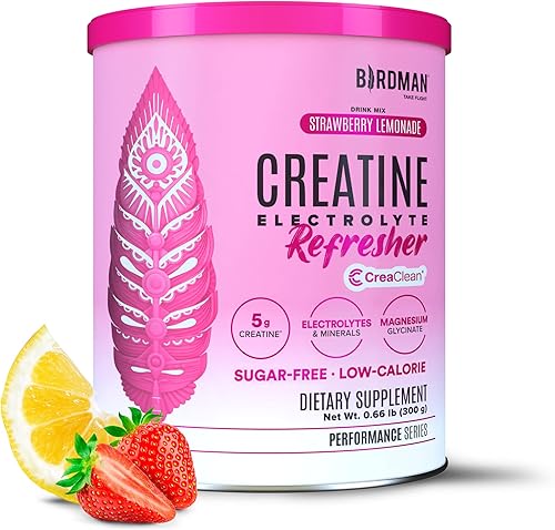 BIRDMAN Creatine Refresher  Monohidrato de creatina con electrolitos, magnesio y vitaminas  Sin azúcar  Sabores naturales y edulcorantes  Limonada
