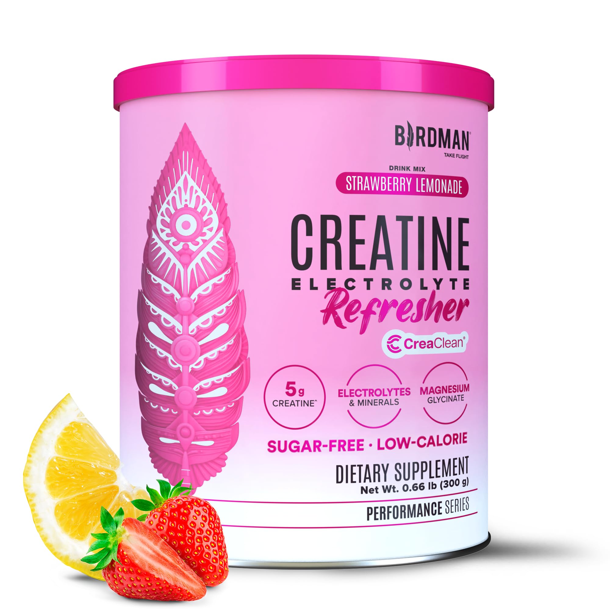 BIRDMAN Creatina monohidratada em pó com eletrólitos, magnésio glicinato e vitaminas, 5 g por porção, 30 porções, 294 g