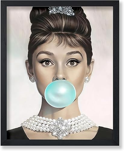 Poster Master Póster Audrey Hepburn Estampado de goma de mascar Arte de moda Arte de joyería Arte pop Regalo para hombres y mujeres Decoración