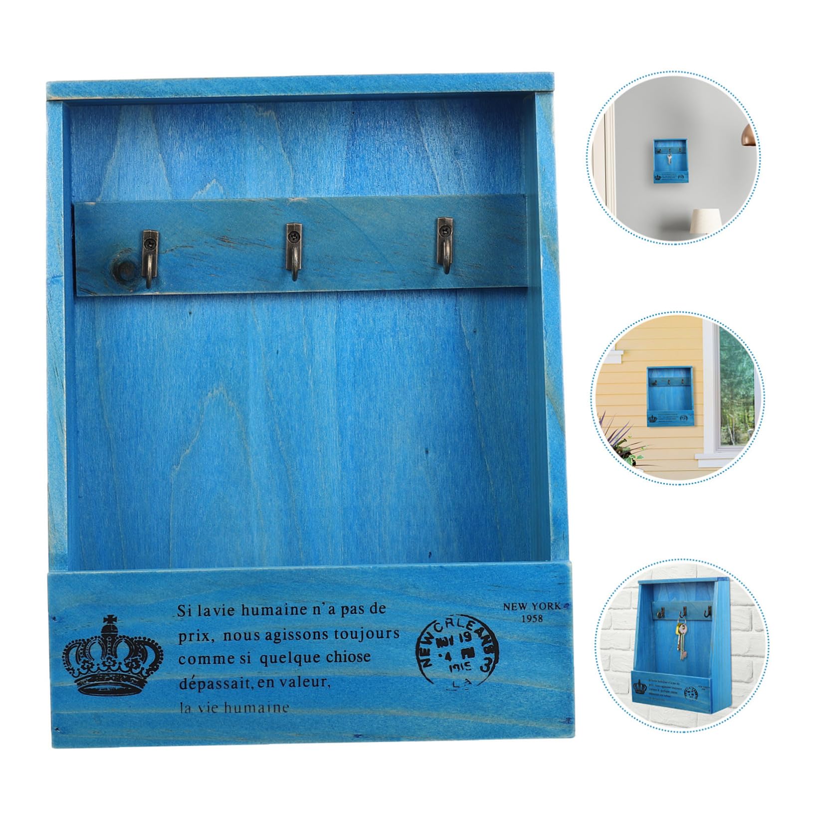 POPETPOP Data [ Cassetta Portachiavi in Legno Da Parete, Contenitore Per Chiavi Custodia, Portaoggetti Da Muro Per Ingresso e Cucina, Decorazione Murale Elegante e Pratica