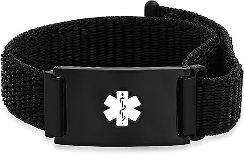 Pulsera de identificación médica de calidad personalizada con correa de nylon ligera ajustable