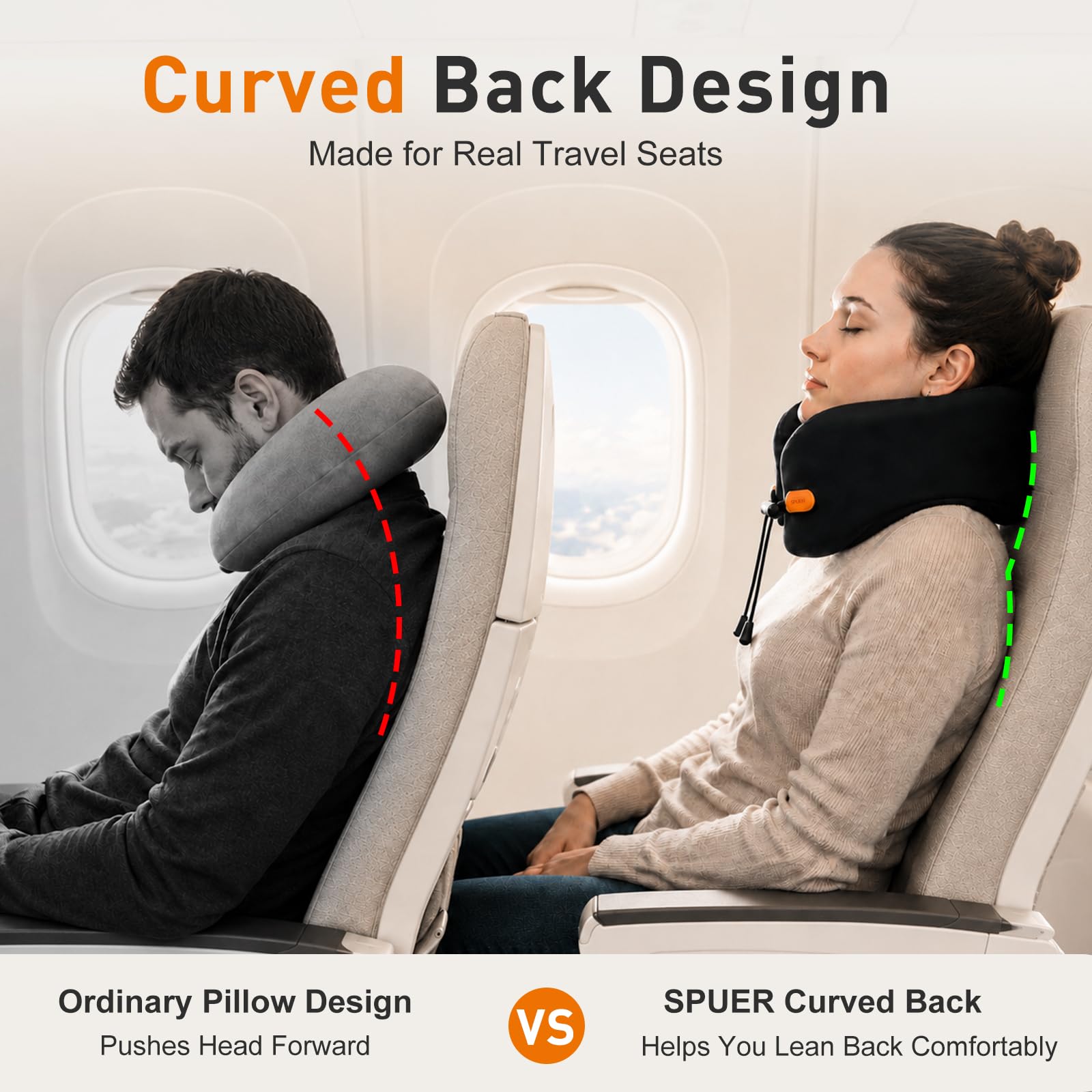 Condition photo showing New/Like New for premium travel pillow for airplanes, ergonomic neck pillow for long flights | 100% pure memory foam travel neck pillow with 360° neck & chin support, u-shaped airplane pillow, petal-shaped support