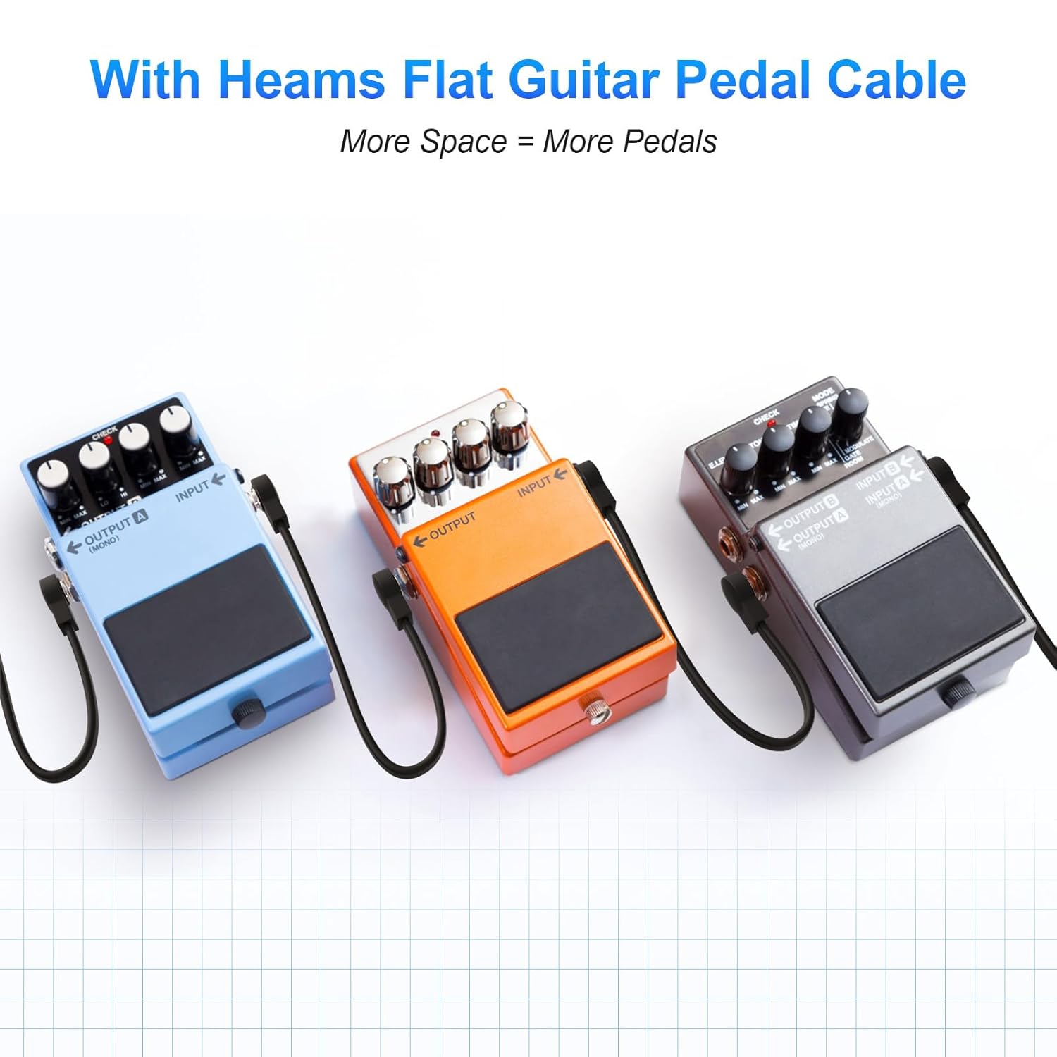 Professional 2 Pack 24 Inch Guitar Patch Cables, Noise Free and Long-Lasting Guitar Pedal Cable, Low Profile Save More Space Pedal Board Cables, Right Angle Flat Patch Cable, Black