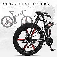 Ktaxon 26 Inch Folding Mountain Bike for Adults - 21 Speeds, Full Suspension, Dual Disc Brakes, 3-Spoke Alloy Wheels
