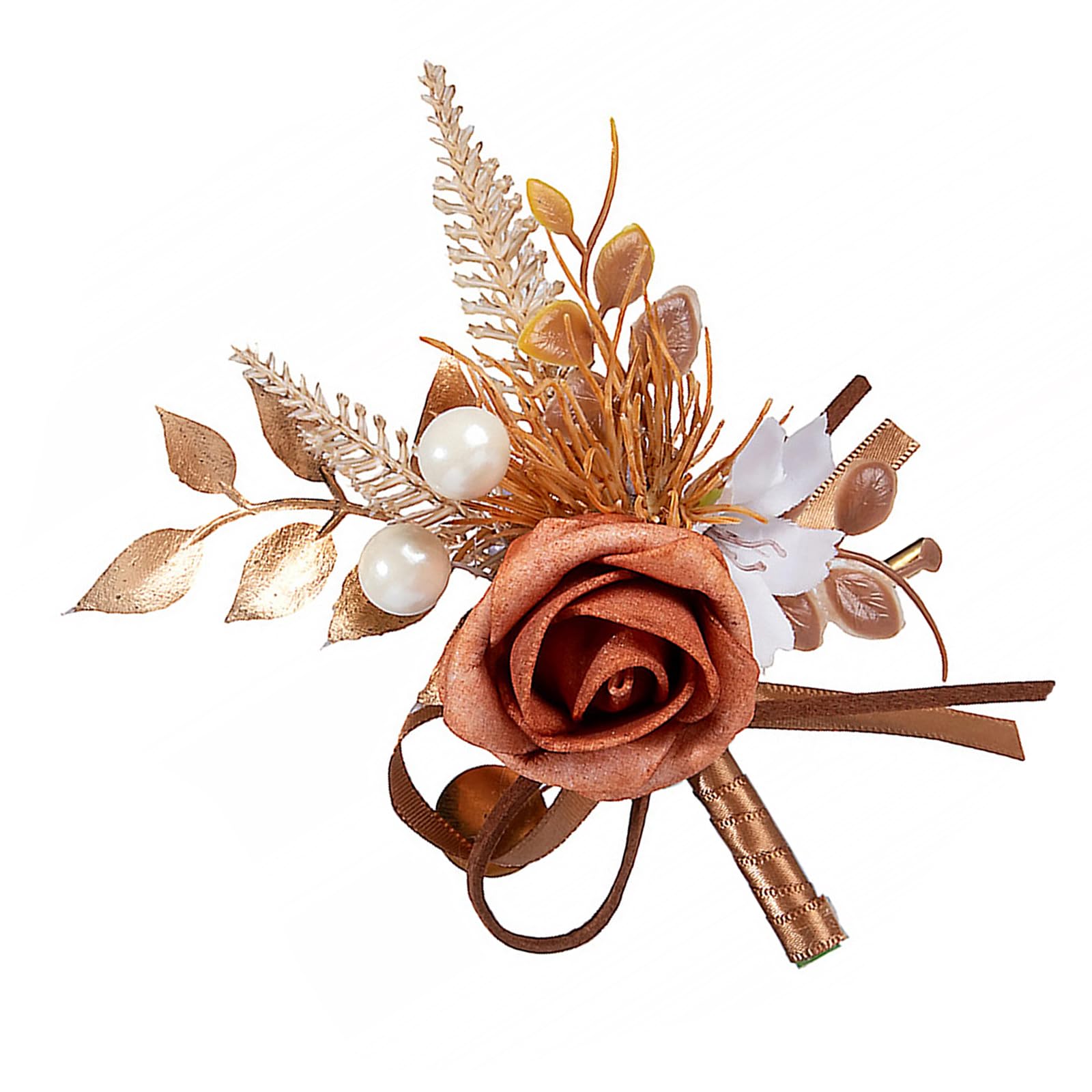LUCKGONI Elegant Wedding Corsage For Bride And Groom With Realistic Roses And Leaves Perfect For Western Ceremonies