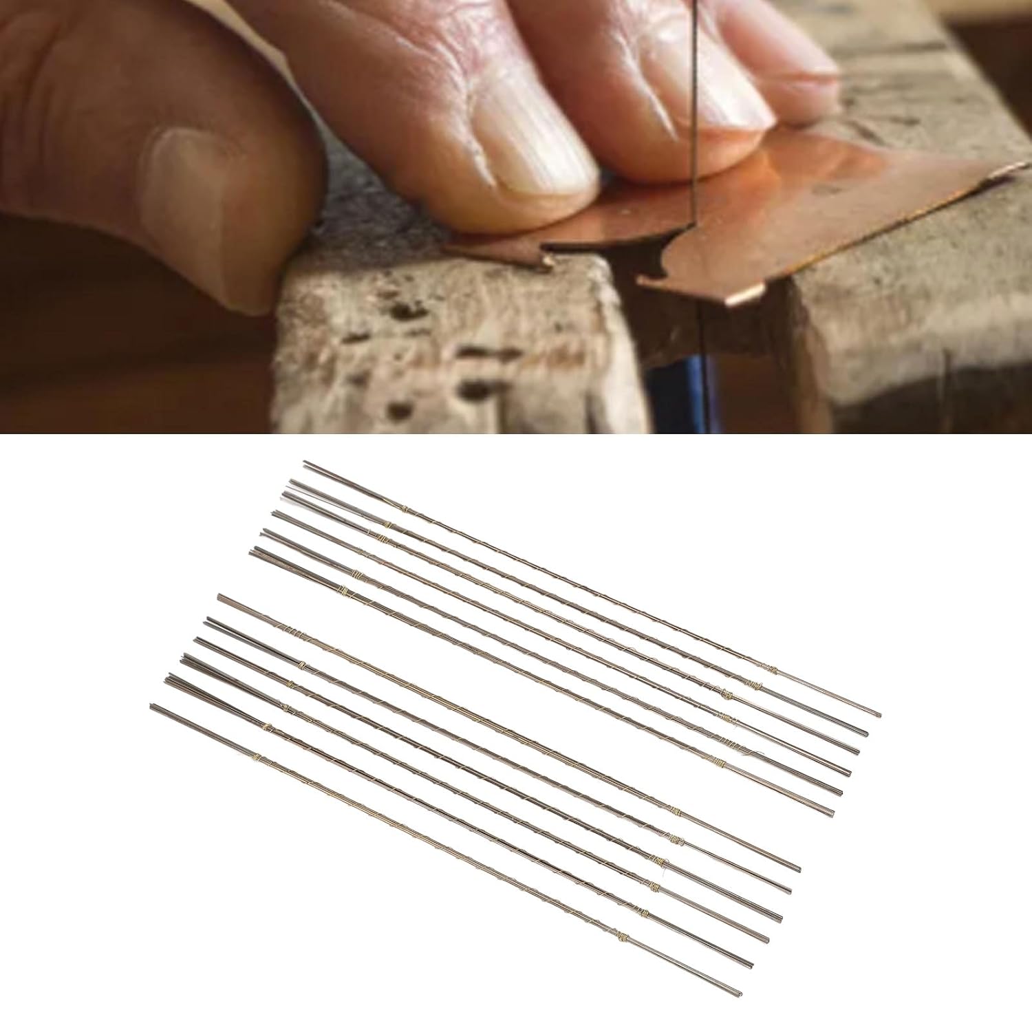 144 PCS Jeweler Piercing Saw Blades Set, Spiral 7/0 Teeth Scroll Saw Blades, Steel Blades for Wood Metal Plastic Sawing Carve, Ideal for Jewelers Craftsmen and Hobbyists
