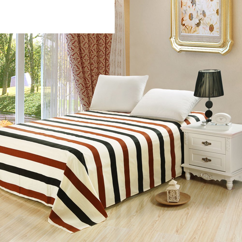 Feuilles doubles de coton rayé en sergé de lin 230x250cm pour une literie d'exception