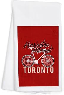 Lantern Press Toronto, Ontario, Kensington Market, Bike, Script Screenprint Style, (100% Cotton Tea Towel, Decorative Hand Towel, for Kitchen and Home)