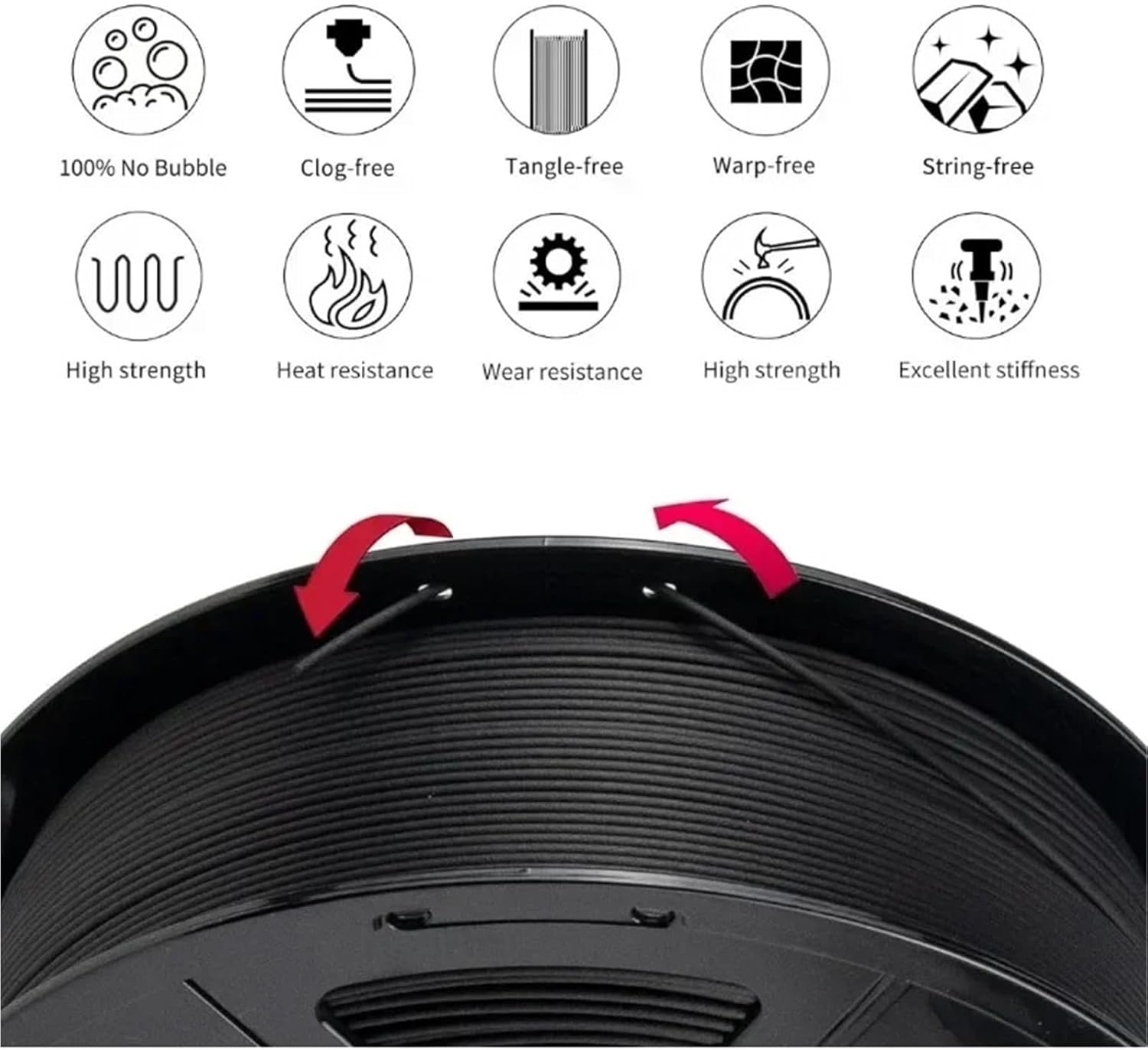 Carbon Fiber Nylon (PA6-CF) Filament 1.75mm 1KG, High-Temperature Wear-Resistant 3D Printer Filament for Strong Parts