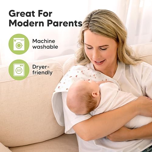 Miniatura 7 de Paños orgánicos para eructos para bebés niños y niñas, paquete de 5 paños de algodón súper absorbentes para bebés, trapos suaves y afelpados para