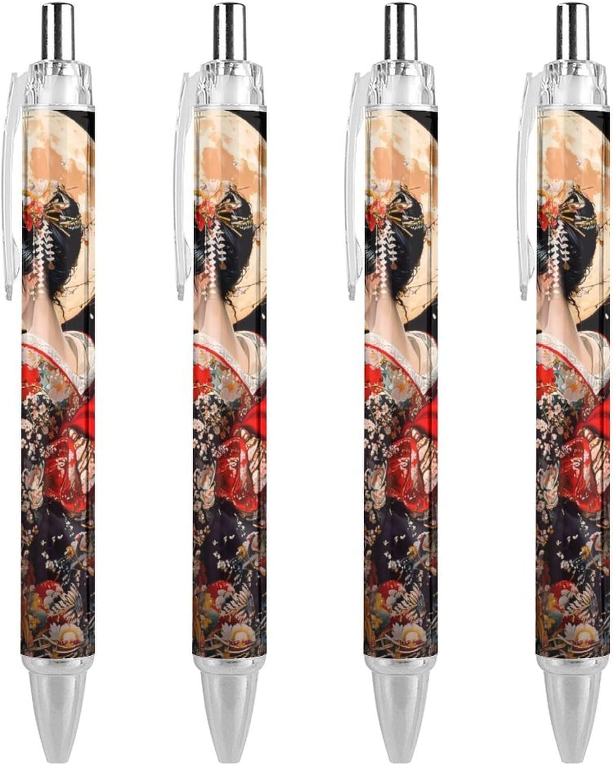 Japanese Geisha Ballpoint Pens Black Ink Retractable Writing Pens for Work Business 4 PCS