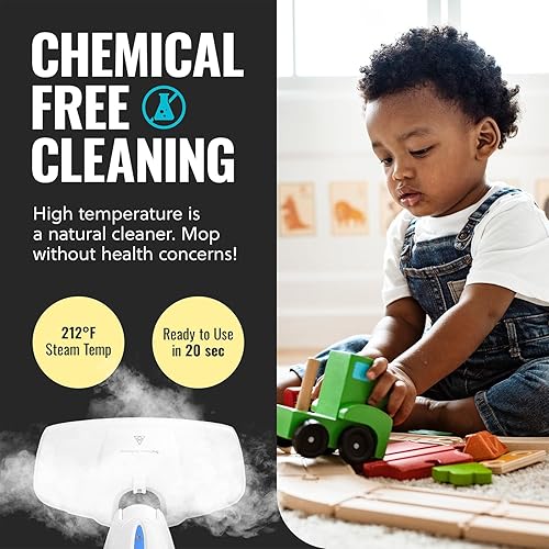 Miniatura 5 de PurSteam - Trapeador de vapor, limpiador de pisos de madera dura, limpiador de alfombras, cabezal giratorio de trapeador, 2 almohadillas lavables,