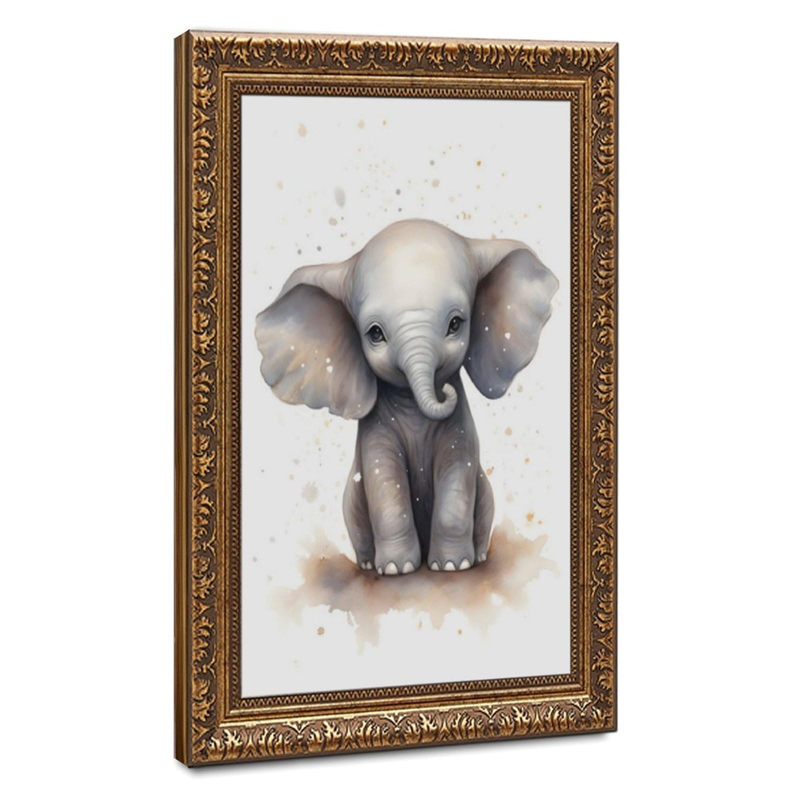 Bareronor Cute Elephant Poster Canvas Poster Bedroom Decor Landscape Office Room Decor Gift 12" L X 18" W