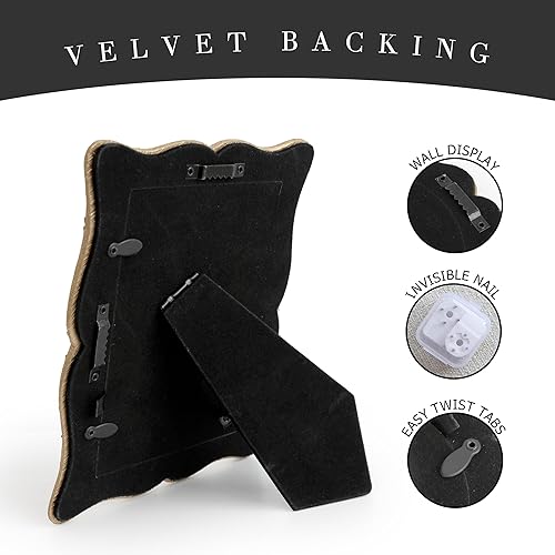 Miniatura 4 de Marcos de fotos de lujo con parte delantera de cristal, marco de fotos de escritorio de pie de 4 x 6, marco de fotos vintage de 4 x 6, para colgar