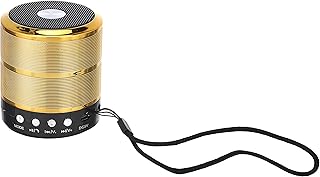 مكبر صوت بلوتوث لاسلكي بدون استخدام اليدين مع خاصية المسح الشبكي اف ام، بلون ذهبي