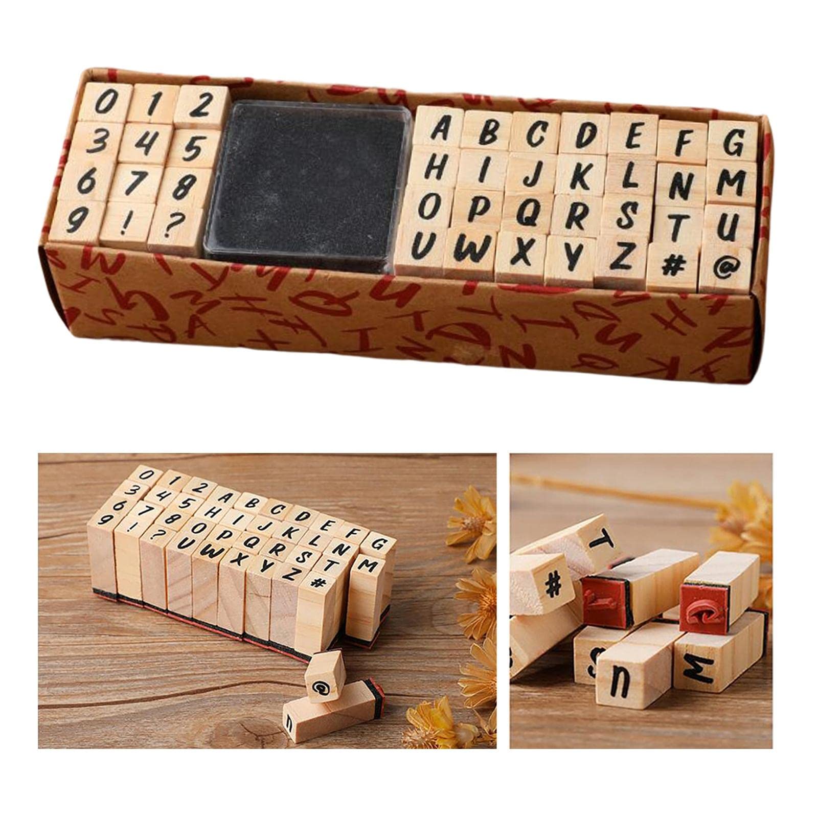 Gummistempel aus Holz, Alphabet, 40 Stück, Vintage-Stil, für Handschrift, 10 Stück