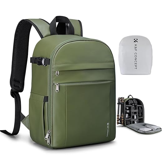 K&F CONCEPT Camera Bag Backpack, Professional DSLR/SLR/Mirrorless Camera Backpack, Photography Camera Case with Tripod Holder & Rain Cover Compatible with Canon/Sony/Nikon/FUJIFILM
