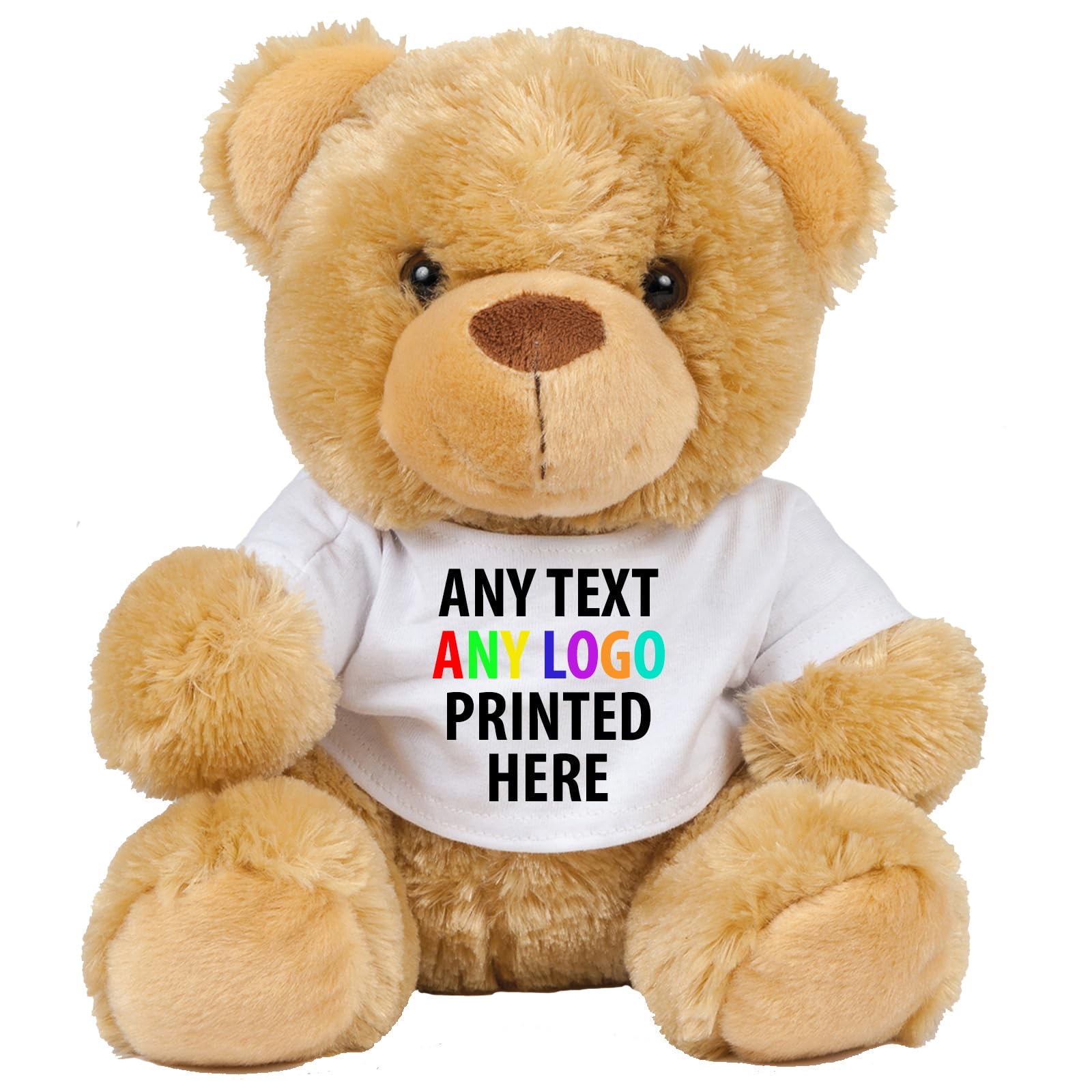 Expert Workwear Personalised Teddy Bear Toy with Custom Print T-Shirt Annieversary Birthday Customised Gift Valentines Mothers Day (Brown, M (30cm))