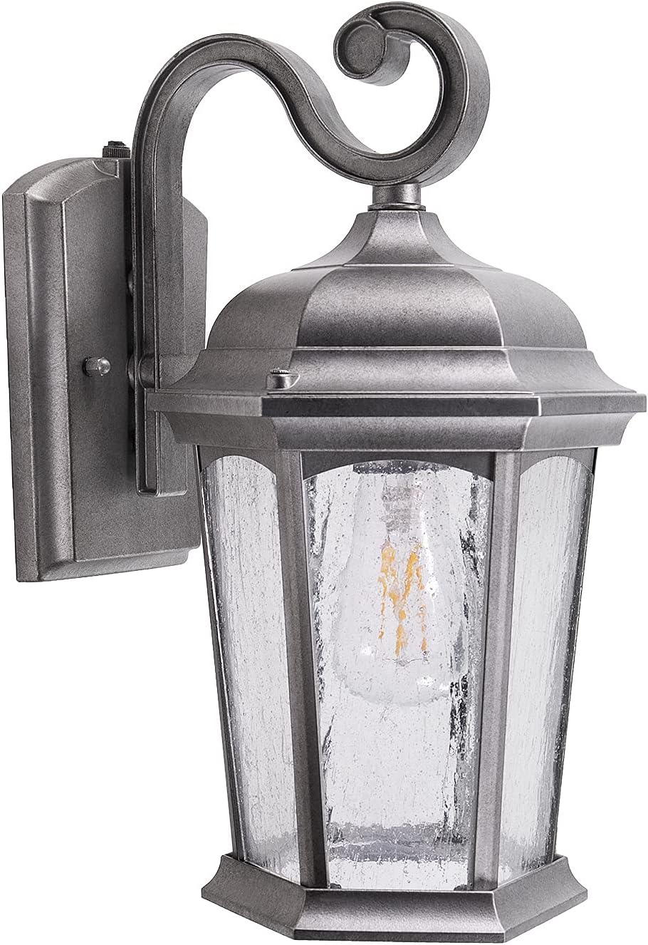 New Deal CORAMDEO Outdoor LED Dusk to Dawn Lantern, Wet Location, Built in LED Gives 125W of Light from 12.5W of Power, 1200 Lumens, 3K, Durable Aluminum with Bronze Finish & Seeded Glass