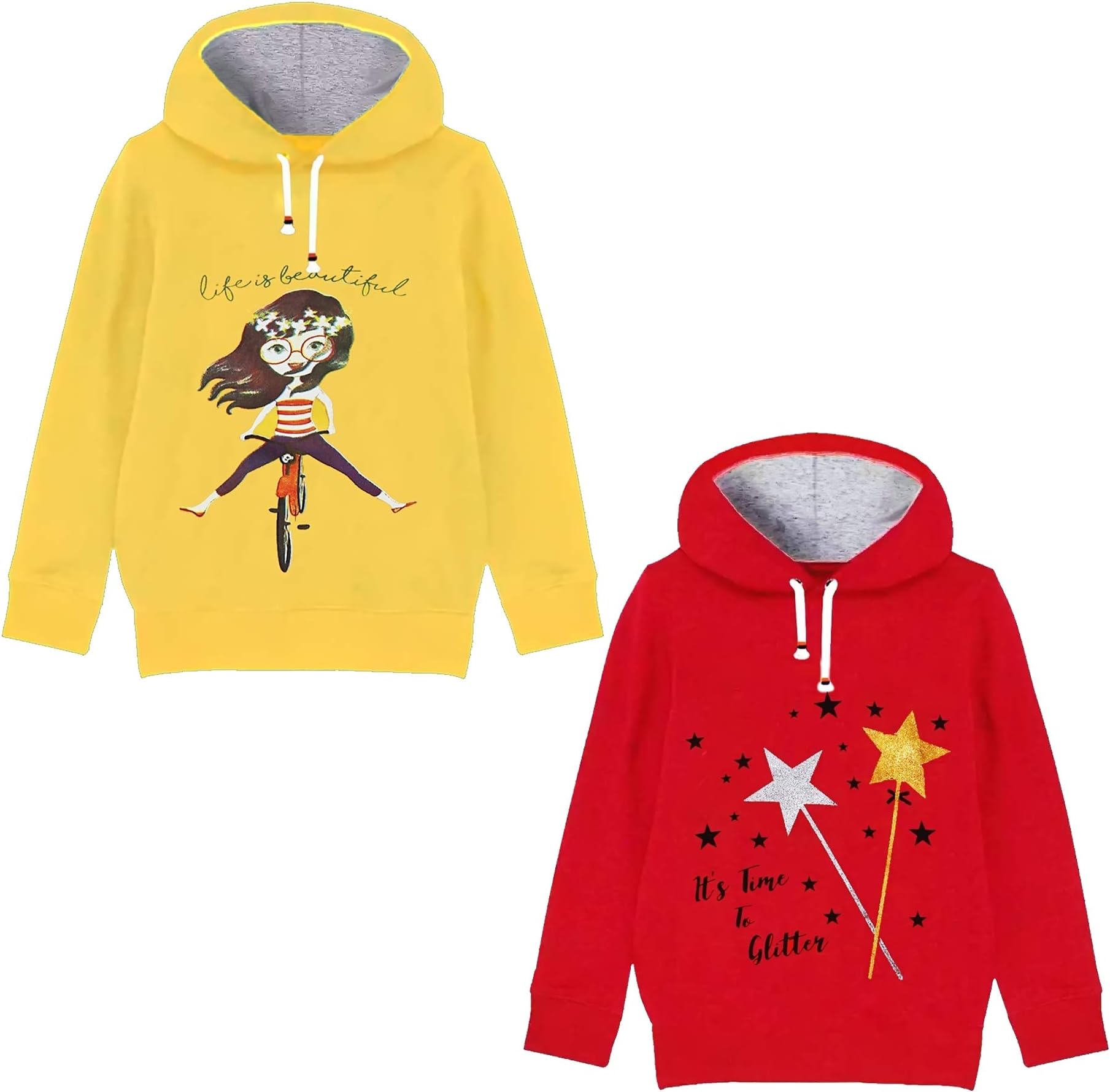 KuchipooGirl's Fleece Hooded Hoodie (Pack of 2) (kuc-hod-115--8-9 years_Multicolored_8-9 Years)
