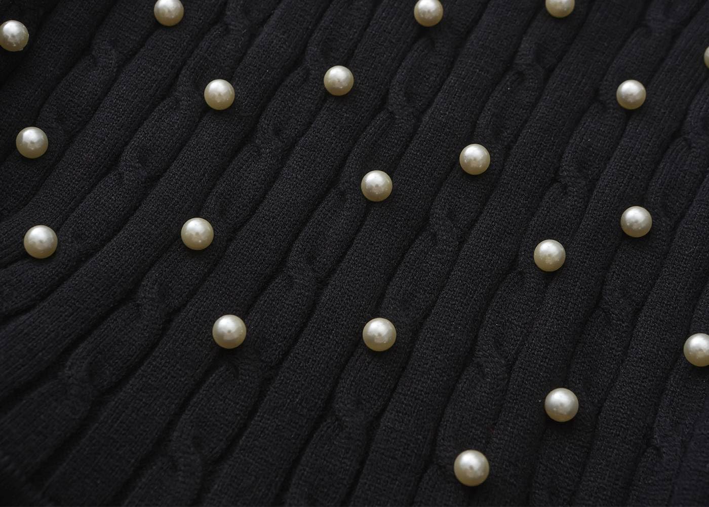 Girls Dress Sweater Long Sleeves Pearls Cable Knit Sweater Cute Winter Dresses - Image 4