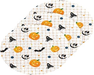 Halloween Pumpkins Bats Ghost Check Kitchen Sponges Cleaning Dish Sponges Non-Scratch Scrubber Sponge for Kitchen Bathroom Cars, pack of 3