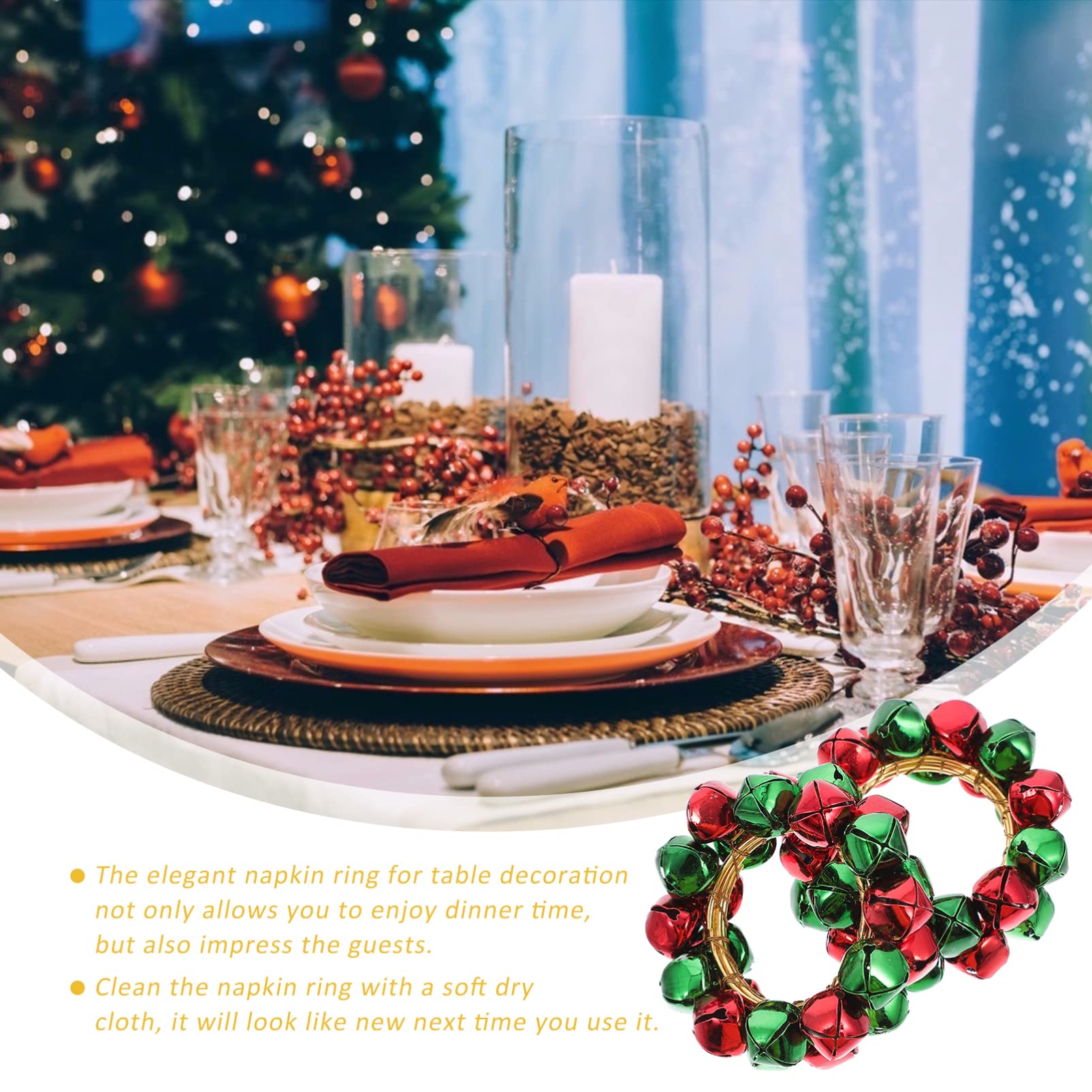 12 STK Weihnachtsserviettenringe Christmas Decorations Table weihnachtsdeko Schreibtisch Schnallenring für Servietten Serviettenhalter mit Weihnachtsglocken Weihnachtsdekorationen IMIKEYA