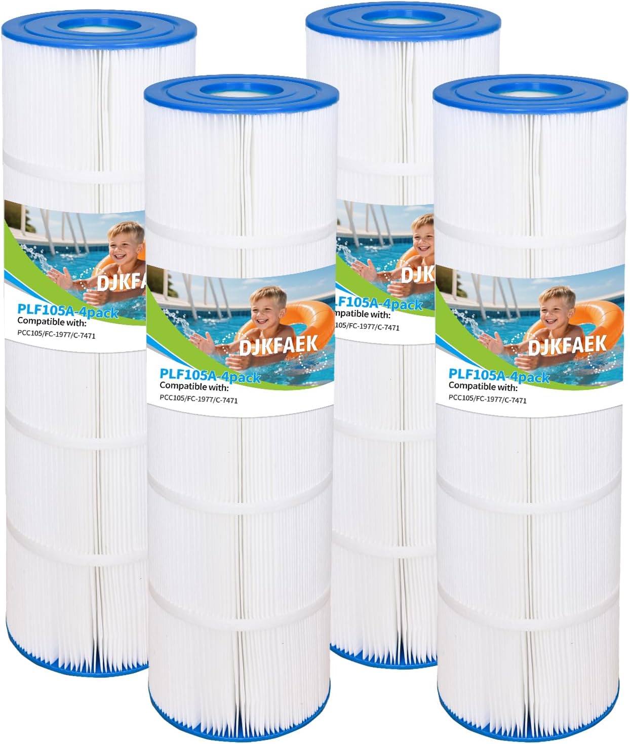 PLF105A Pool Filter Replacement for Ultral-A6, C-7471, CCP420, 178584, 817-0106, R173576, FC-1977, L x OD:26"x 7", 105 sq.ft,4 Pack