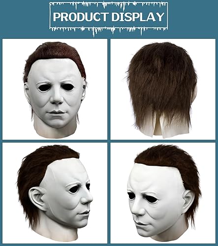 Miniatura 4 de Máscara aterradora de Halloween para adultos, máscara de látex clásica blanca realista de cabeza completa, espeluznante disfraz de cosplay