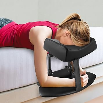EBANKU Mattress Top Massage Kit, Adjustable Headrest Face Cradle Cushion, Face Down Pillow with Massage Table Armrests for Your Bed at Home Square Black