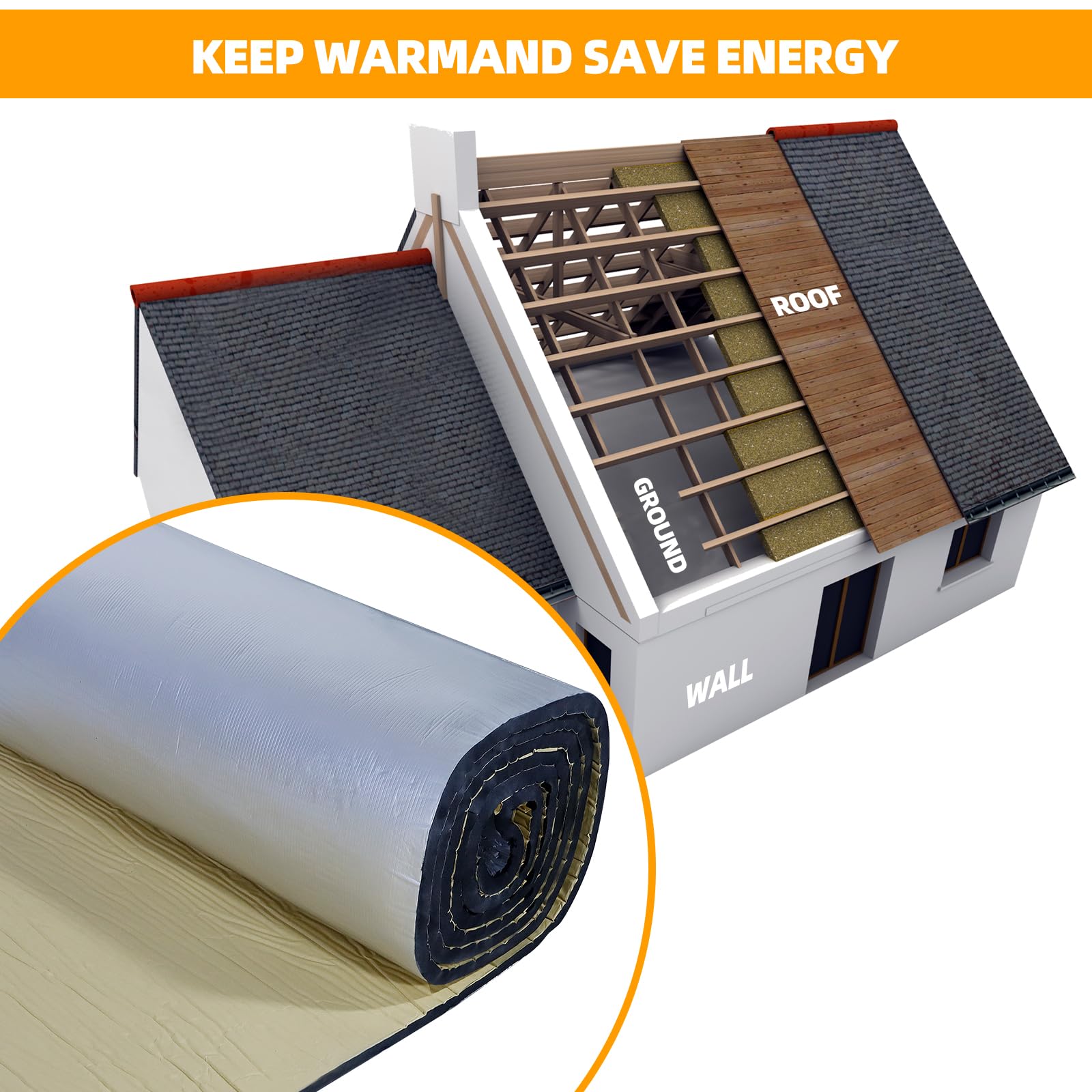CCLIFE Aislante Térmico 25mm con capa de aluminio Autoadhesivo Homologado por ECM acustico Insonorización Coche, resistente a la humedad y al fuego, aislamiento acústico 1 x 4m