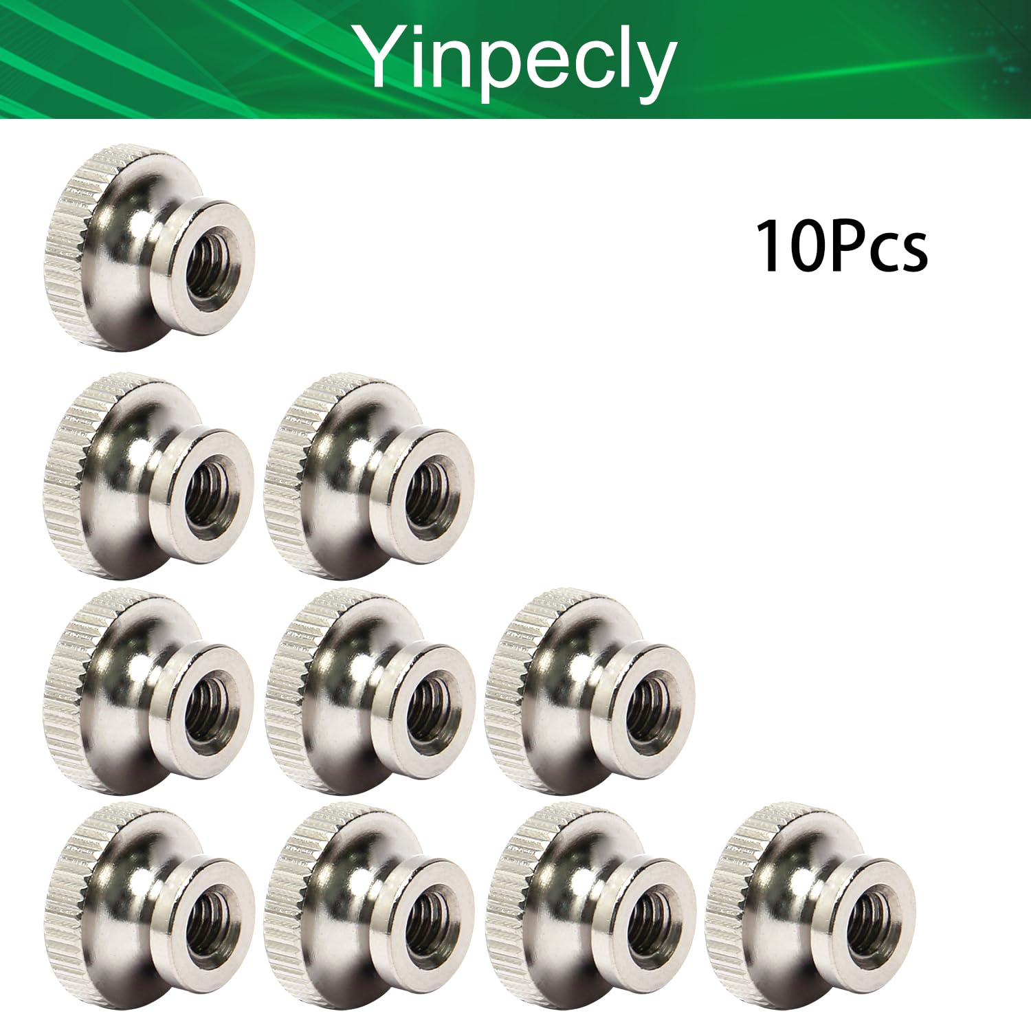 M4 304 Stainless Steel Knurled Thumb Nuts Round Knobs with Whitewash for Cabinets Tool Boxes Silver Tone 10pcs