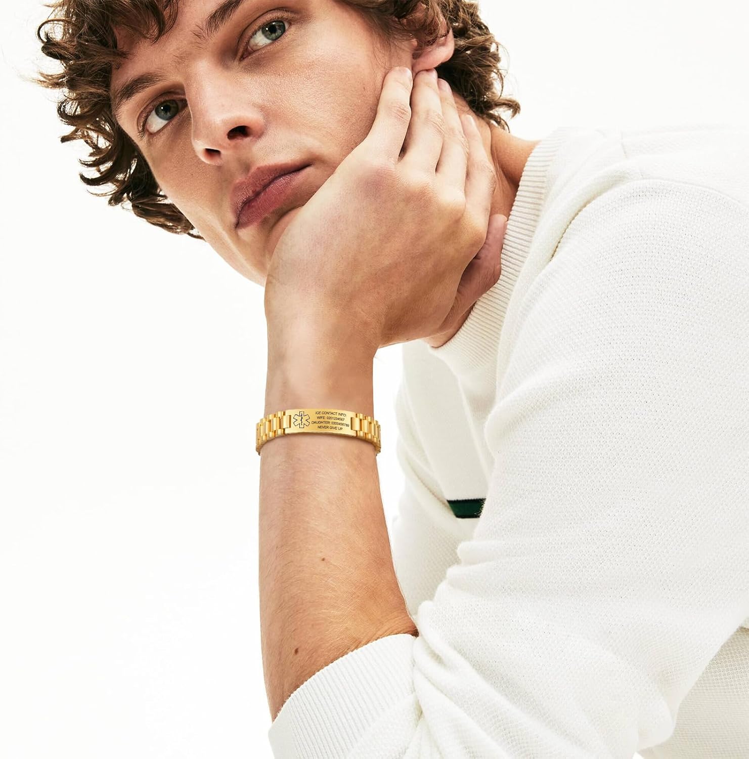 Gamtic Personalized Medical Alert Bracelet Customizable Emergency ID Bracelet Watch Band Style Bracelets Free Engraved Alert Bracelets for Allergy Epilepsy Diabetic Seizure Alzheimers Autism - Image 2