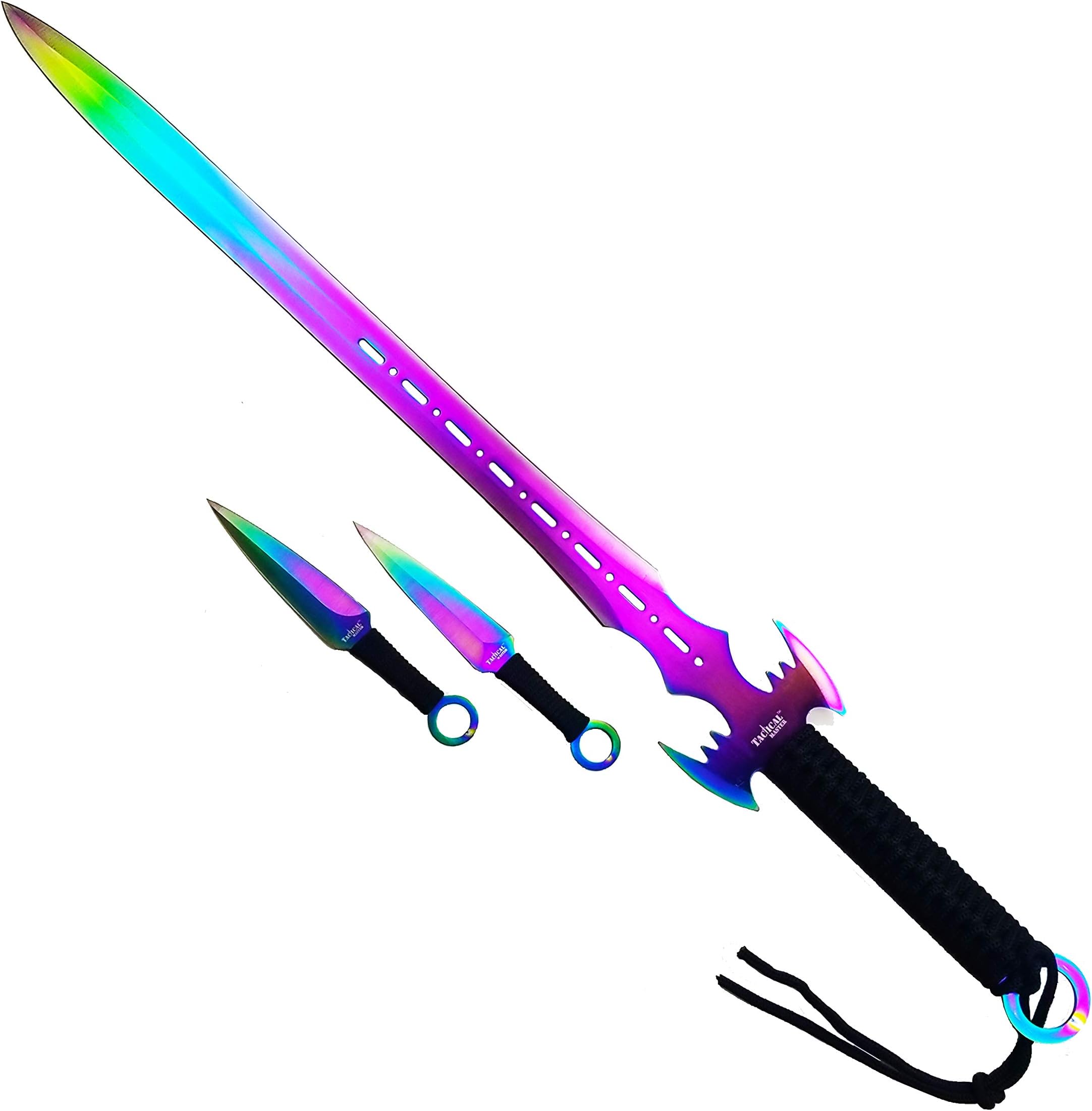 27" Bat Style Fixed Blade Machete Set. for Collection, Gift, Camping: Cut Ropes Branches and Open Boxes