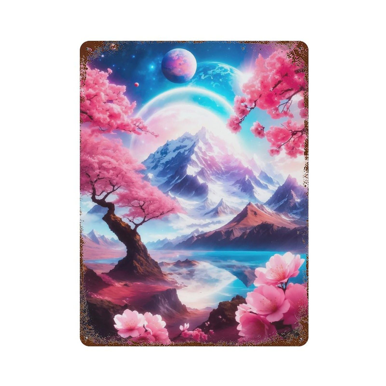 Celestial Aurora 15.7"x11.8" Rusty Metal Tin Sign, Farmhouse Wall Decor for Office, Studio And Wall Decor
