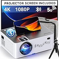 Vista 1 de Proyector Native 1080P con WIFI y Bluetooth, pericat 4K compatible con 230 ANSI Proyector de cine al aire libre con pantalla de 100 pulgadas