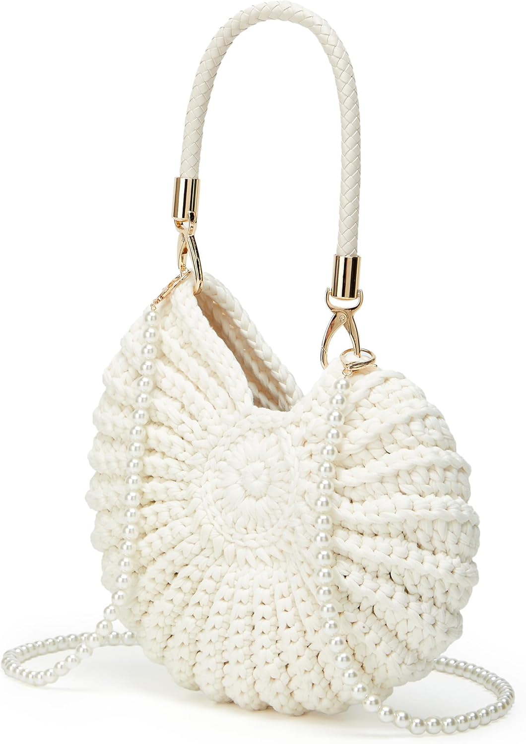 Handmade Crochet Tote Bag Seashell Purse for Women Boho Shell Handbag Crossbody Shoulder Bag Summer Beach Clutch Hobo Handbag - Image 5