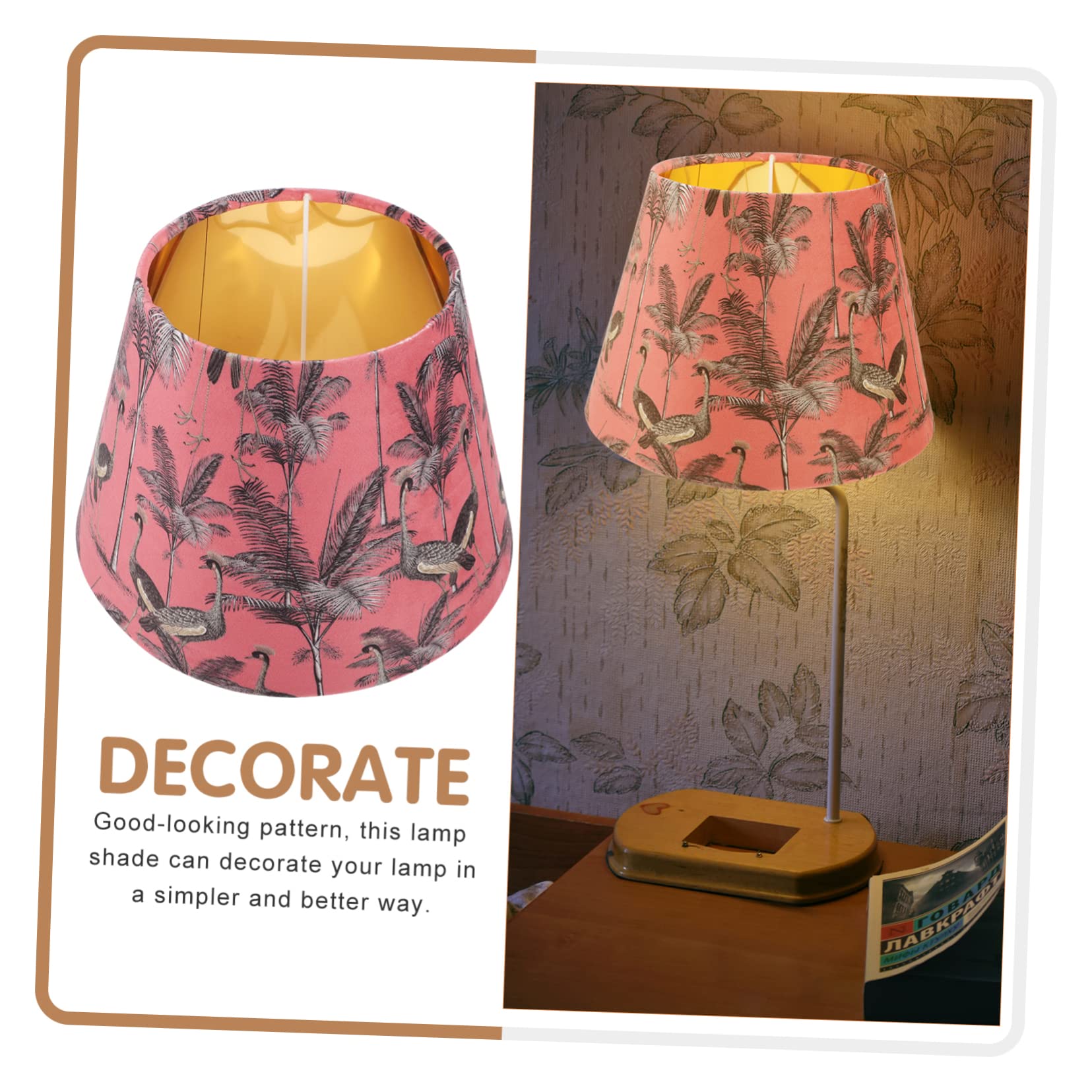 Hemobllo Pantalla de Lámpara de Mesa Terciopelo Estampado, Compatible E27 E14, 25 Cm, para Dormitorio y Hotel, Repuesto Ligera y Moderna, 1 Unidad