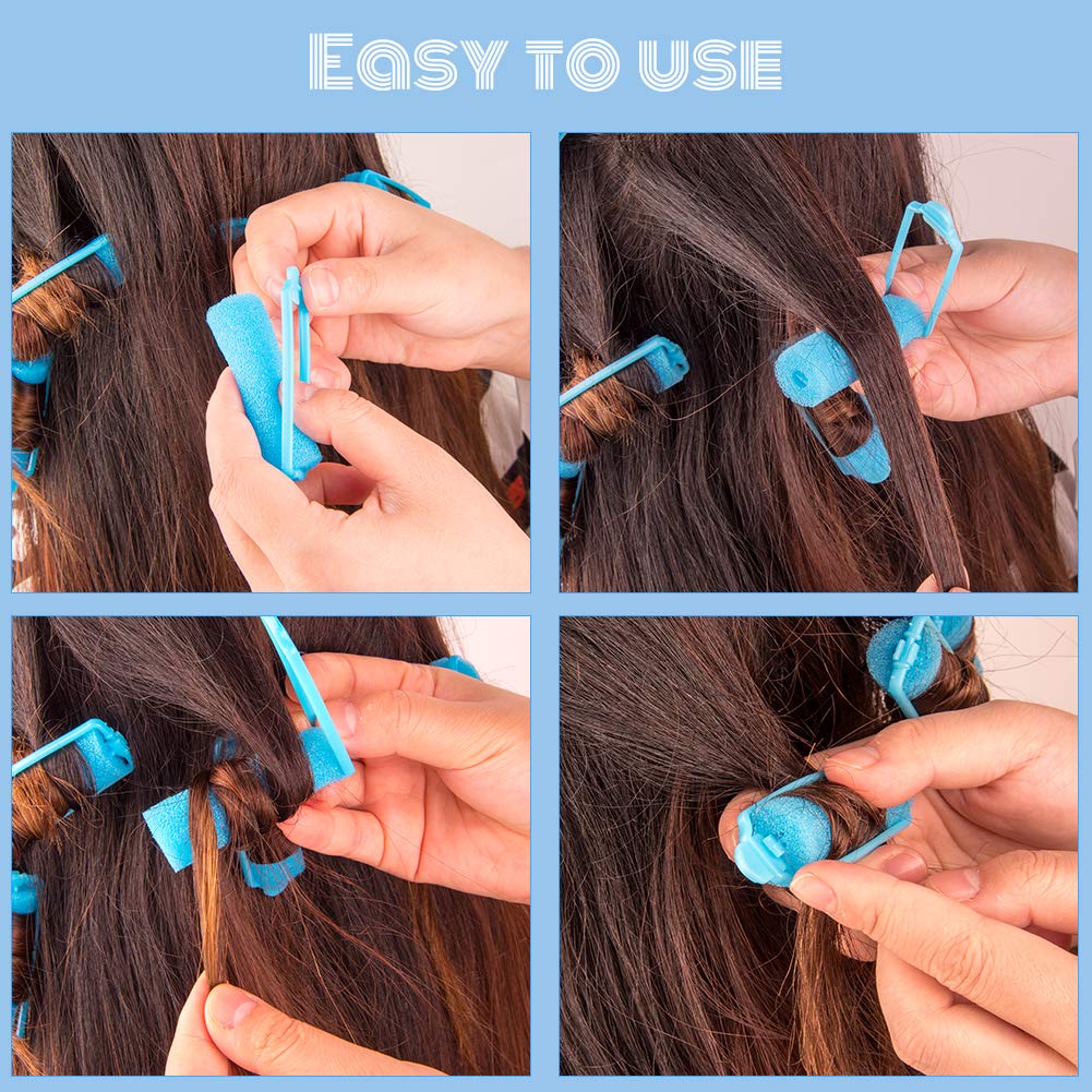WXJ13 48 Pieces 2cm Foam Sponge Hair Rollers Sponge Border Curl Artifact Not Hurt Hairdressing Tools and 1 Storage Bag