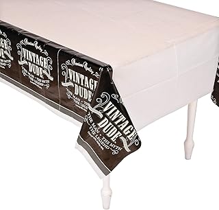 Fun Express - Vintage Dude Plastic Tablecover for Birthday - Party Supplies - Licensed Tableware - Misc Licensed Tableware - Birthday - 1 Piece