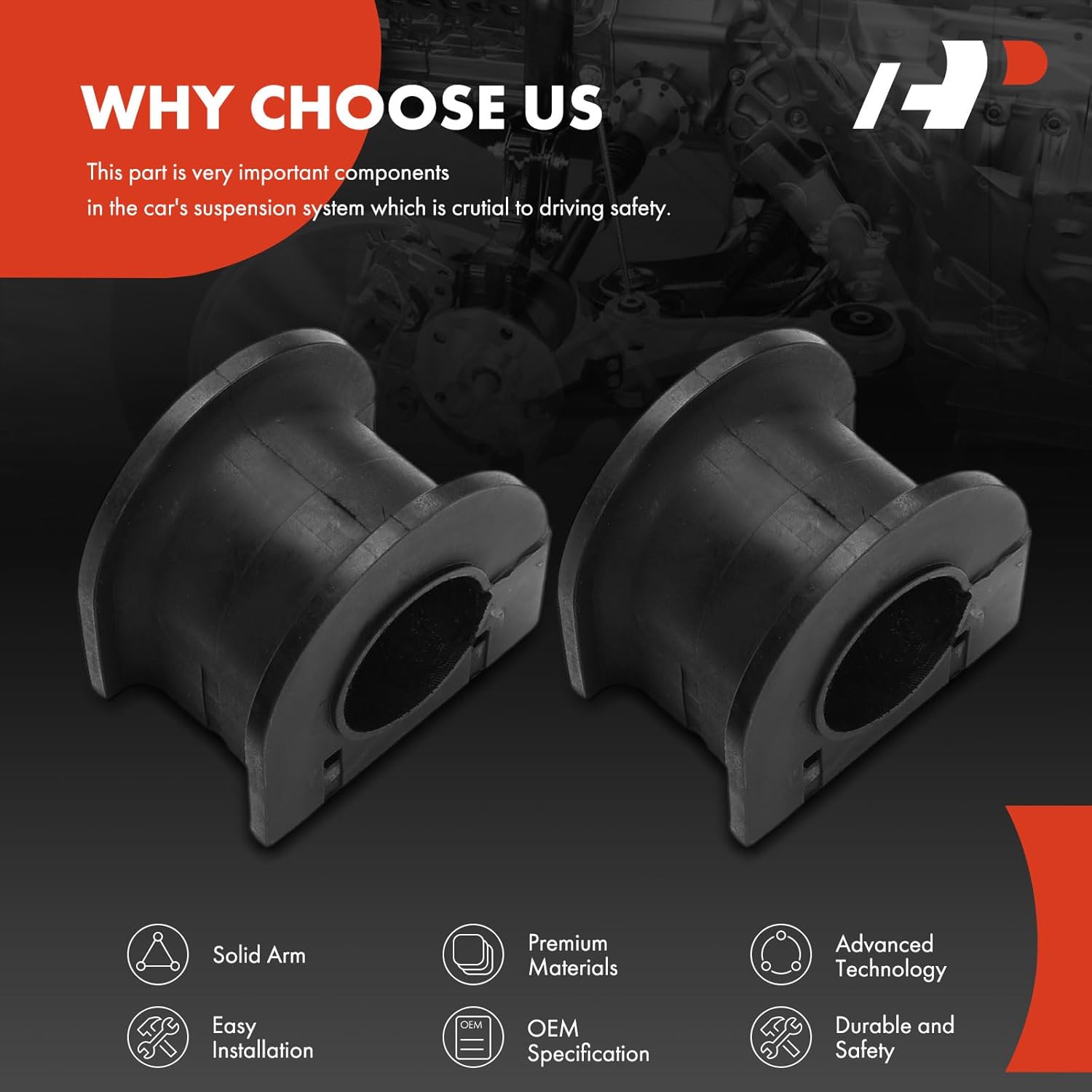 A-Premium 2 x Front to Frame Sway Bar Bushing Kit, Compatible with Toyota Tacoma 1998-2004, 27 mm Diameter Bar