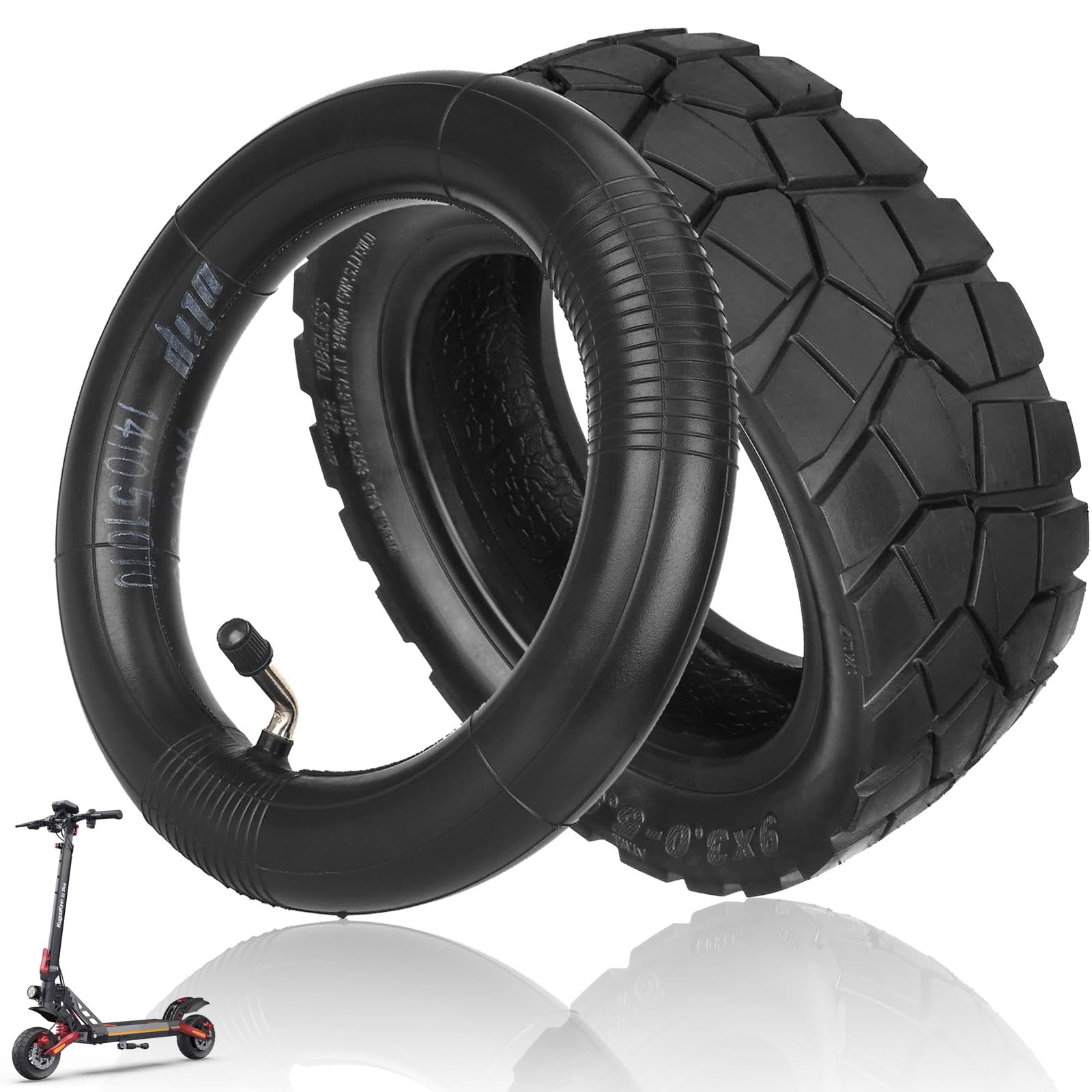 TREFAN 9x3,0-5,5 Verdickter Tubless Offroad-Reifen, Außen-und Innen Reifen für Kukirin G2 pro Elektroroller 9-Zoll Ersatzreifen Verdickte Schlauchlose Reifen für Mercane G2 Pro (1 Satz)