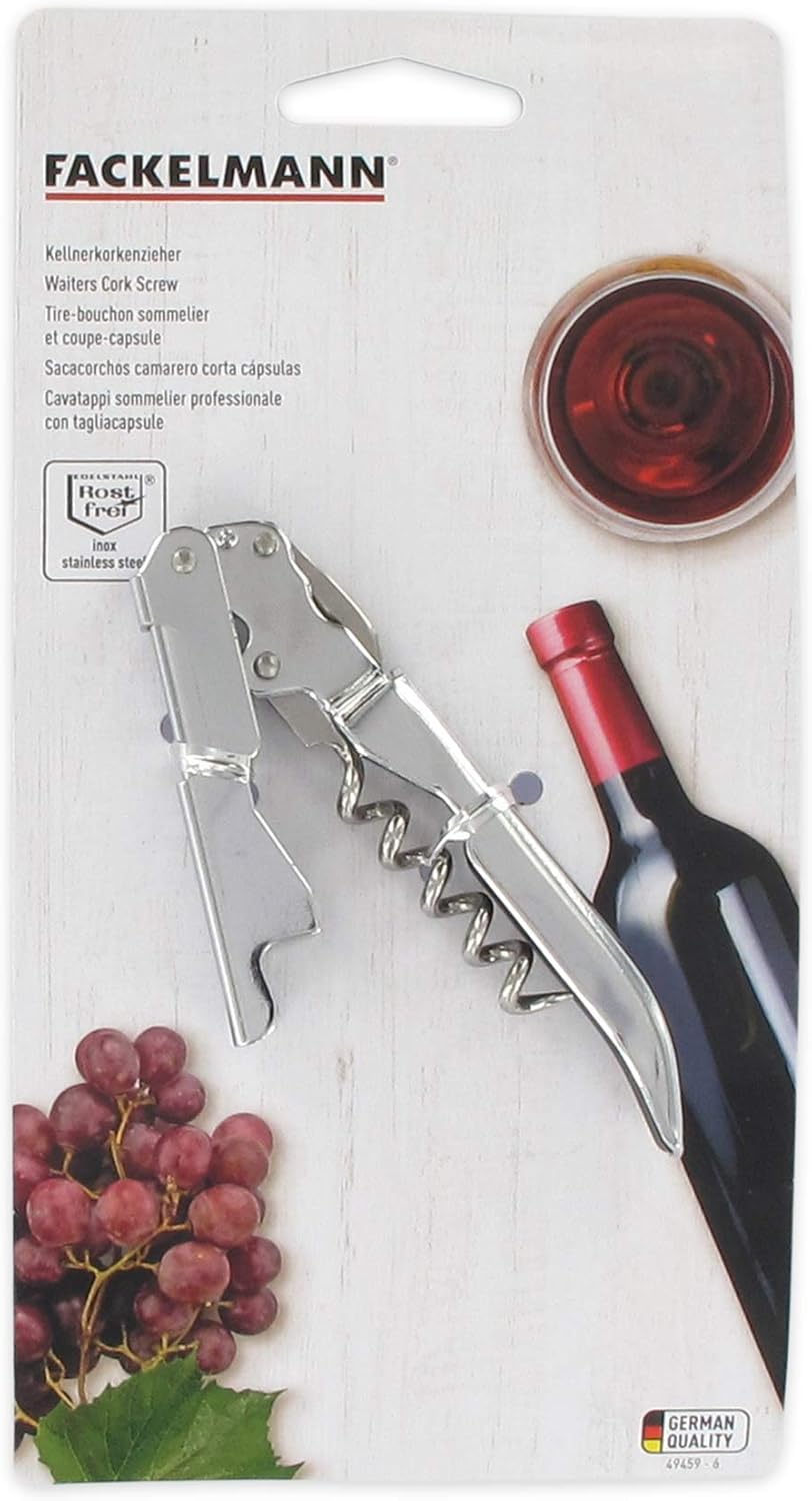 FMprofessional Kellnerkorkenzieher Edelstahl | Flaschenöffner Für Profis & Heimgebrauch